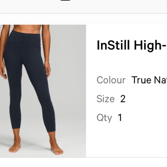 lululemon InStill High-Rise Tight 25" size 2, navy - Picture 1 of 5